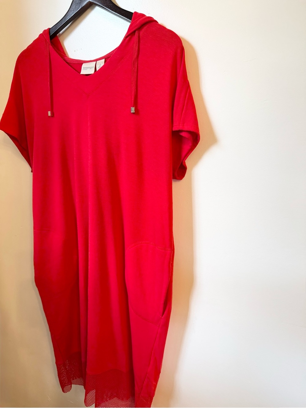 Chico’s Zenergy Vibrant Red Hoodie Midi Dress
